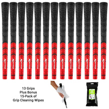 Load image into Gallery viewer, 13 Karma Black/Red Half Cord grips plus 15 pack of Karma Grip Cleaning Wipes