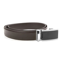 Load image into Gallery viewer, brown Tour Gear Ratchet Belt with matte black/silver belt buckle