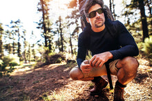 Load image into Gallery viewer, man in woods wearing Tour Gear Men's Semi-Rimless Sunglasses