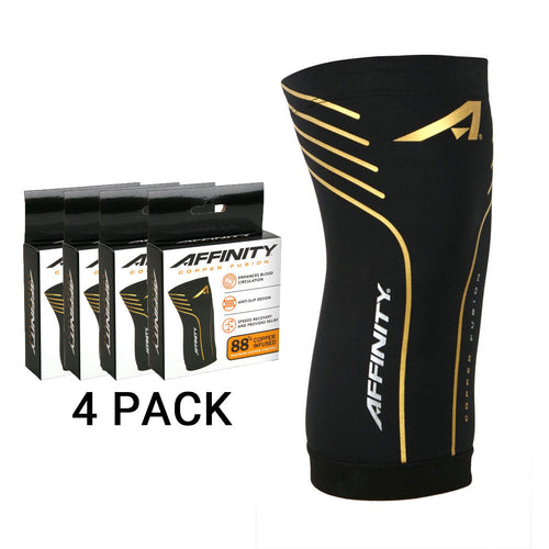 Affinity Copper Fusion Compression Knee Sleeve and 4 retail boxes