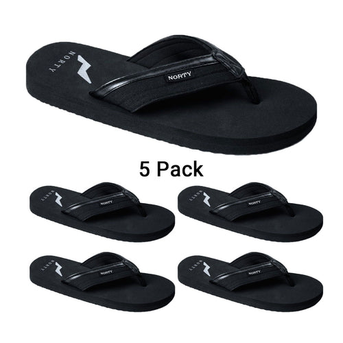 5 Black Norty Men's Thong Flip Flop Sandals