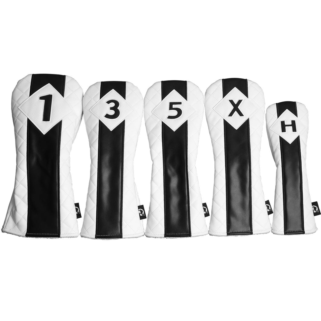 Sahara White Quilted Retro Golf Headcover Set - 5 Pack